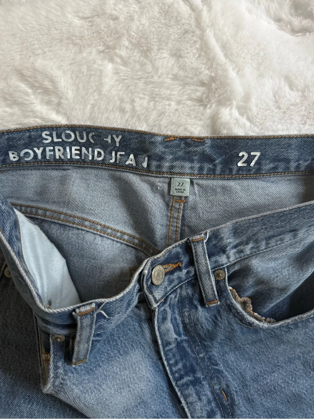 Crew Slouchy Boyfriend Jeans 27 Raw Hem Cropped High Rise Vintage Wash Denim